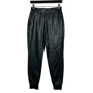Juicy Couture Vegan Leather Elastic Waist Pants Jogger Casual Black - S